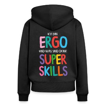 Ergotherapie Ergotherapeutin Ergotherapeut - Frauen Premium Bio Zip Hoodie - Schwarz - Hinten - Julia (174cm)