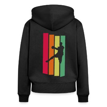 Handballer - Handball - Frauen Premium Bio Zip Hoodie - Schwarz - Hinten - Julia (174cm)