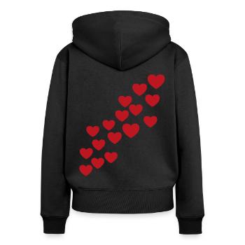 Cœur chaîne - Sweat à capuche zippé Premium bio Femme - noir - Dos - Julia (174cm)