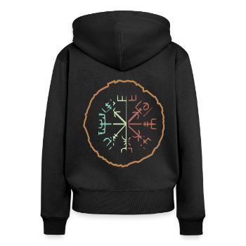 Symbole viking - Sweat à capuche zippé Premium bio Femme - noir - Dos - Julia (174cm)