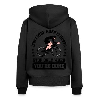 Cycologist Road Cyclist Road Bike Cycling Quote - Frauen Premium Bio Zip Hoodie - Schwarz - Hinten - Julia (174cm)