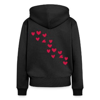 Cœurs - Sweat à capuche zippé Premium bio Femme - noir - Dos - Julia (174cm)