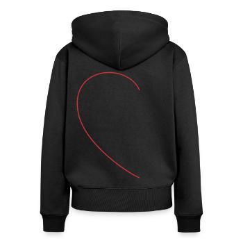 Halbes Herz - Frauen Premium Bio Zip Hoodie - Schwarz - Hinten - Julia (174cm)