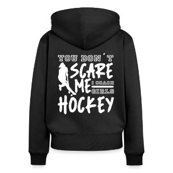 Feldhockey Trainer Frauen Hockey - Frauen Premium Bio Zip Hoodie - Schwarz - Hinten - Julia (174cm)