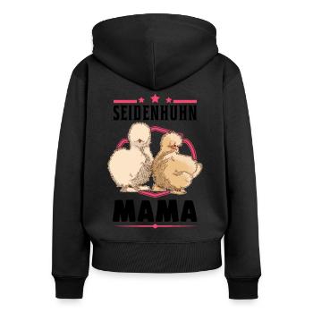 Seidenhuhn Mama Seidenhühner Silkie Huhn - Frauen Premium Bio Zip Hoodie - Schwarz - Hinten - Julia (174cm)