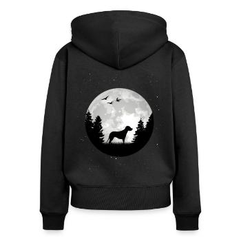 Feubracke Lune Bracke chien de chasse - Sweat à capuche zippé Premium bio Femme - noir - Dos - Julia (174cm)