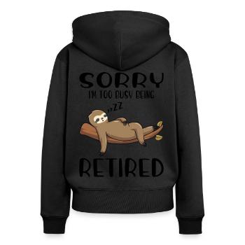Sloth Pension Retirement Pensioner Pensioner - Women's Premium Organic Zip Hoodie - black - Back - Julia (174cm)