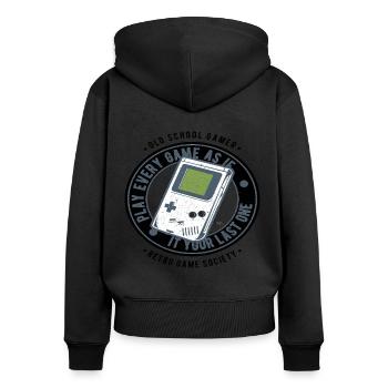 Alte Schule Gamer Retro Spiel Videospiele Gaming - Frauen Premium Bio Zip Hoodie - Schwarz - Hinten - Julia (174cm)