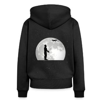 Drohne Mond Drohnenpilot Quadrocopter - Frauen Premium Bio Zip Hoodie - Schwarz - Hinten - Julia (174cm)