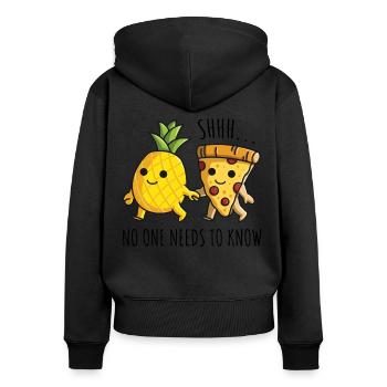 Pizza Hawaii Ananas Pizza essen Es muss keiner - Frauen Premium Bio Zip Hoodie - Schwarz - Hinten - Julia (174cm)