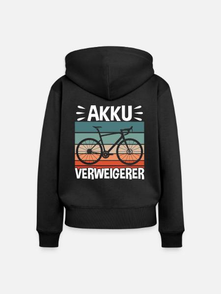 Fahrrad Akku Verweigerer - Frauen Premium Bio Zip Hoodie - Schwarz