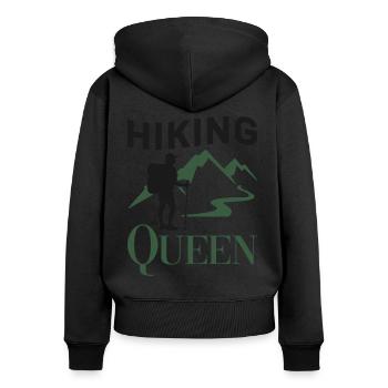 Female Hiker Girl Hiking Queen - Frauen Premium Bio Zip Hoodie - Schwarz - Hinten - Julia (174cm)