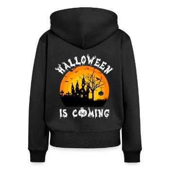 Halloween Halloween Halloween Halloween Halloween - Frauen Premium Bio Zip Hoodie - Schwarz - Hinten - Julia (174cm)