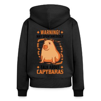 Capybara Saying Capybara Gift - Women's Premium Organic Zip Hoodie - black - Back - Julia (174cm)
