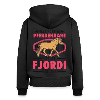 Fjordi Glitzer Fjordpferd Norweger Fjord Pferd - Frauen Premium Bio Zip Hoodie - Schwarz - Hinten - Julia (174cm)
