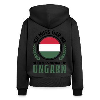 Ungarn Urlaub Ungarische Flagge Geschenk - Frauen Premium Bio Zip Hoodie - Schwarz - Hinten - Julia (174cm)