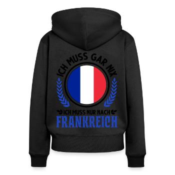 Frankreich Urlaub Französische Flagge - Frauen Premium Bio Zip Hoodie - Schwarz - Hinten - Julia (174cm)
