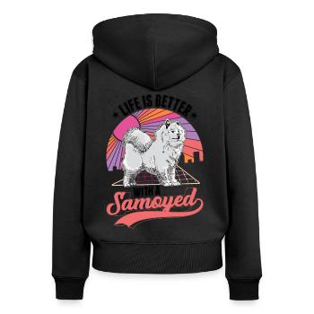 Life is better with a Samoyed Samojede Samojeden - Sweat à capuche zippé Premium bio Femme - noir - Dos - Julia (174cm)