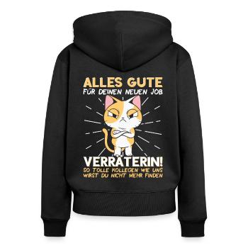 Jobwechsel Neuer Job Abschied Kollege neue Arbeit - Frauen Premium Bio Zip Hoodie - Schwarz - Hinten - Julia (174cm)