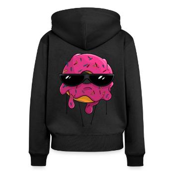 Délicieux beignet - Sweat à capuche zippé Premium bio Femme - noir - Dos - Julia (174cm)