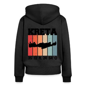 Kreta Koordinaten Griechenland Urlaub Reise - Frauen Premium Bio Zip Hoodie - Schwarz - Hinten - Julia (174cm)