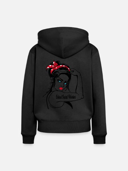 Vrouwelijke School Maatschappelijk Werkster Rosie De Riveter - Vrouwen Premium Bio ziphoodie - zwart