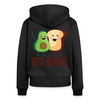 Avocado Toast / Best Friends - Frauen Premium Bio Zip Hoodie - Schwarz - Hinten - Julia (174cm)