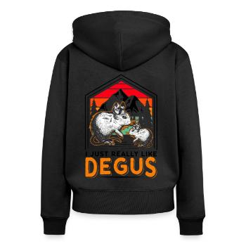 I just really like Degus Degu Gift - Women's Premium Organic Zip Hoodie - black - Back - Julia (174cm)