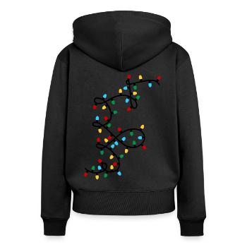 Lichterkette Weihnachten - Frauen Premium Bio Zip Hoodie - Schwarz - Hinten - Julia (174cm)