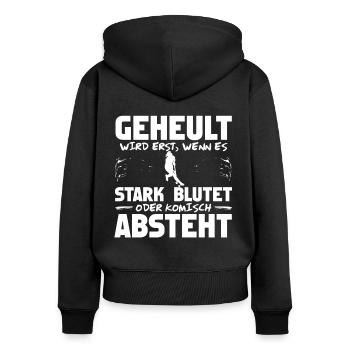 Lustiger Feldhockey Spruch Für Feldhockeyspielerin - Frauen Premium Bio Zip Hoodie - Schwarz - Hinten - Julia (174cm)