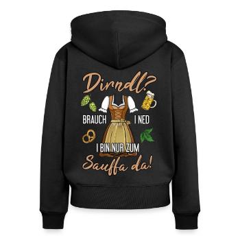 Dirndl i bin nur zum Saufen daTracht Ersatz - Frauen Premium Bio Zip Hoodie - Schwarz - Hinten - Julia (174cm)