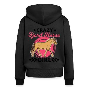 Crazy Fjord Horse Girl Fjordpferd - Frauen Premium Bio Zip Hoodie - Schwarz - Hinten - Julia (174cm)