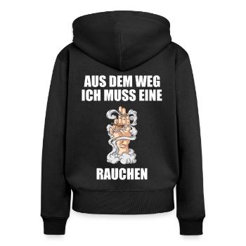 Aus dem Weg Rauchen Zigaretten Spruch Raucher - Frauen Premium Bio Zip Hoodie - Schwarz - Hinten - Julia (174cm)