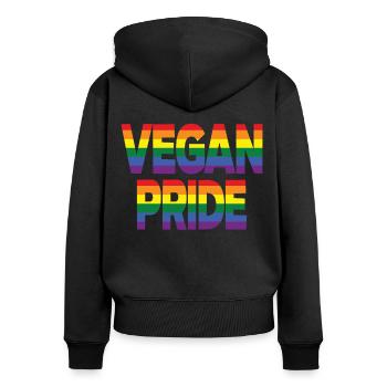 Vegan Pride Veganer LGBT Veganerin LGBTQ Pride - Frauen Premium Bio Zip Hoodie - Schwarz - Hinten - Julia (174cm)