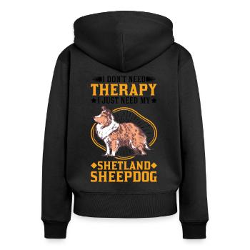 Sheltie Therapy Sheepdog Shetland - Sweat à capuche zippé Premium bio Femme - noir - Dos - Julia (174cm)