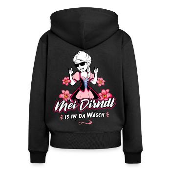 Trachtenshirt Damen Mei Dirndl T-Shirt - Frauen Premium Bio Zip Hoodie - Schwarz - Hinten - Julia (174cm)