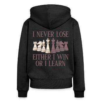 Schachspieler / Lustiges Schach Geschenk - Frauen Premium Bio Zip Hoodie - Schwarz - Hinten - Julia (174cm)