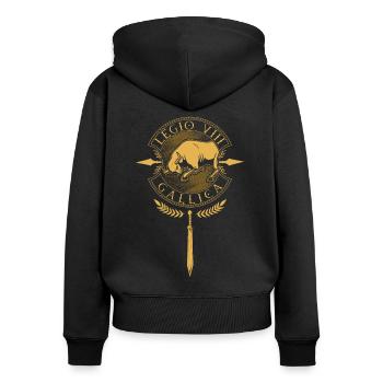 Legio VIII Gallica - Légion romaine - Sweat à capuche zippé Premium bio Femme - noir - Dos - Julia (174cm)