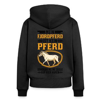 Fjordpferd Seele auf 4 Hufen Fjord Pferd - Frauen Premium Bio Zip Hoodie - Schwarz - Hinten - Julia (174cm)