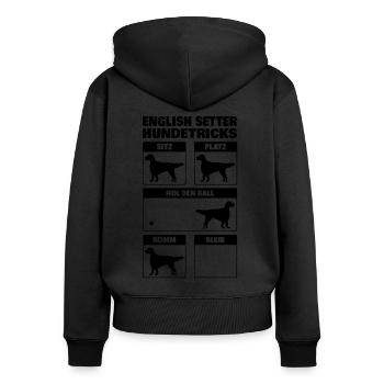 English Setter Hundetricks Englischer Setter - Frauen Premium Bio Zip Hoodie - Schwarz - Hinten - Julia (174cm)