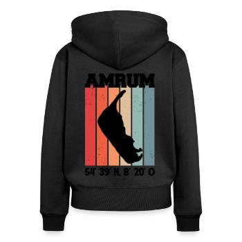 Amrum Koordinaten Strandkorb Nordsee - Frauen Premium Bio Zip Hoodie - Schwarz - Hinten - Julia (174cm)