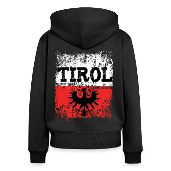 Tirol Adler Vintage Retro Look - Frauen Premium Bio Zip Hoodie - Schwarz - Hinten - Julia (174cm)