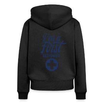 Ich bin ein Ersthelfer Notfallhelfer Erste Hilfe - Frauen Premium Bio Zip Hoodie - Schwarz - Hinten - Julia (174cm)
