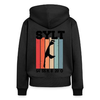 Sylt Coordinates Island North Sea Beach Chair - Sweat à capuche zippé Premium bio Femme - noir - Dos - Julia (174cm)