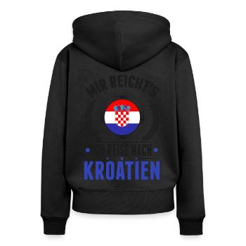 Kroatien Urlaub Zagreb Reise Geschenk - Frauen Premium Bio Zip Hoodie - Schwarz - Hinten - Julia (174cm)