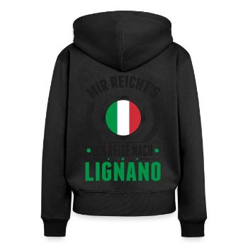 Lignano Italien Urlaub Reise Geschenk - Frauen Premium Bio Zip Hoodie - Schwarz - Hinten - Julia (174cm)