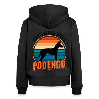 Life is better with a Podenco Canario - Sweat à capuche zippé Premium bio Femme - noir - Dos - Julia (174cm)