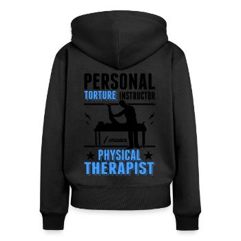 Personnel Torture Instructeur Physiothérapeute Physio - Sweat à capuche zippé Premium bio Femme - noir - Dos - Julia (174cm)