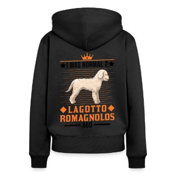 Chien d'eau italien Lagotto Romagnolo - Sweat à capuche zippé Premium bio Femme - noir - Dos - Julia (174cm)
