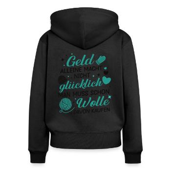 Humorvoller Stricknadel Spruch, Häkeln Geschenk - Frauen Premium Bio Zip Hoodie - Schwarz - Hinten - Julia (174cm)